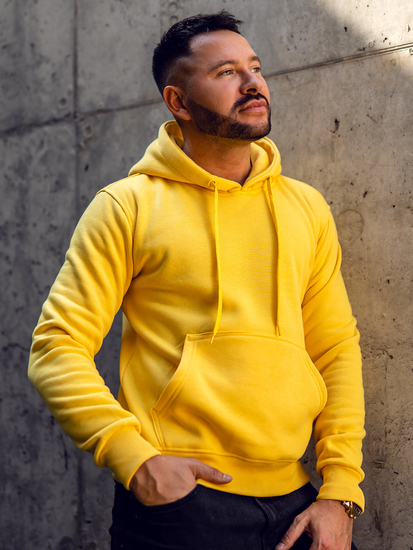 Svijetložuta muška majica s kapuljačom s klokan džepom Bolf 2009A