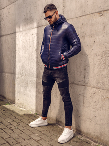 Mornarsko plava prijelazna muška prošivena jakna Bolf 6191A