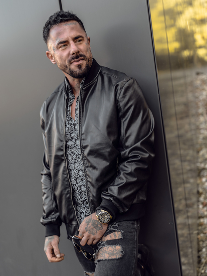 Muška kožna bomber jakna Crna Bolf 7110A2