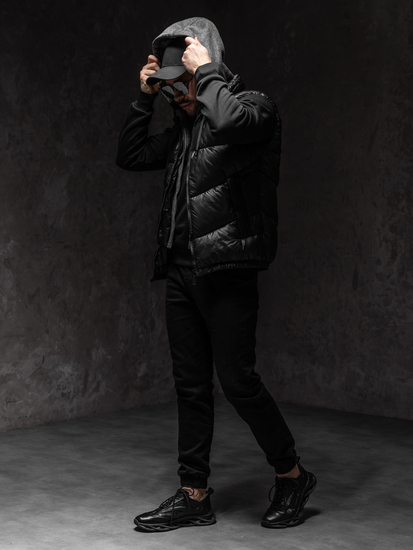 Crni muški prsluk s kapuljačom Bolf 2908A1