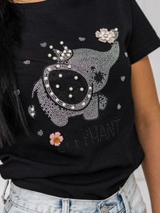 Ženska majica s printom Crna Bolf 96T625