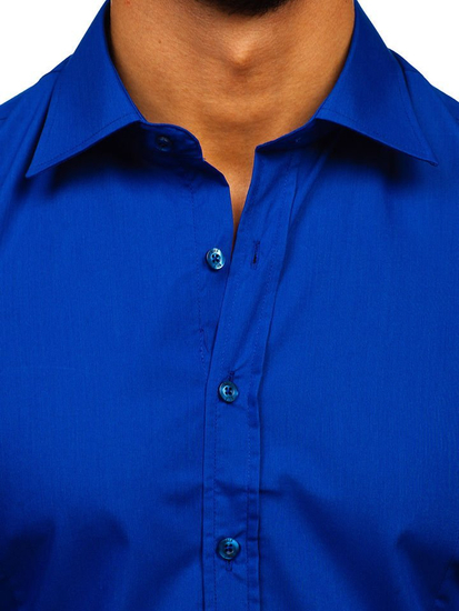 Kobaltno plava elegantna muška košulja s dugim rukavima Bolf 1703