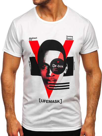 Bijela muška majica s printom Bolf KS2552