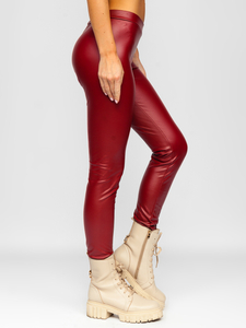 Bordo ženske tajice od imitacije kože Bolf 0012