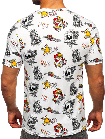 Bijela pamučna majica muška s printom Bolf 14963