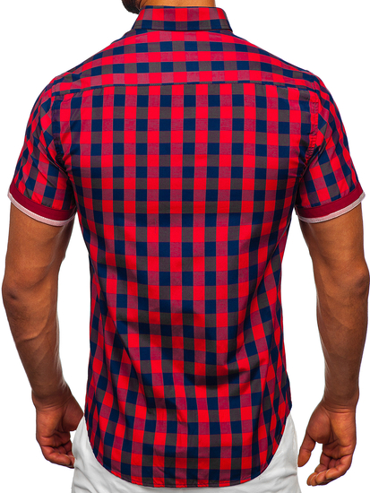 Boje vina košulja muška karirana kratkih rukava Bolf 4508