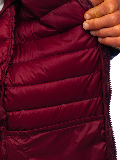 Tamnomodri prošiveni prijelazni muški kaput s kapuljačom Bolf 13022