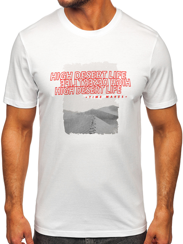 Muška pamučna majica s printom Bijela Bolf MPO3465