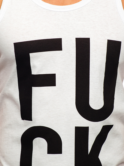 Bijela boxer majica tank top s printom Bolf 14830