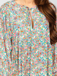 Zelena haljina ženska s cvijetnim uzorkom Bolf 3019