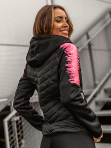 Ženska prošivena majica-jakna s kapuljačom crna Bolf KSW4007A