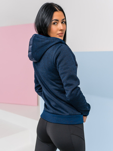 Ženska prošivena majica-jakna s kapuljačom tamnoplava Bolf KSW4001