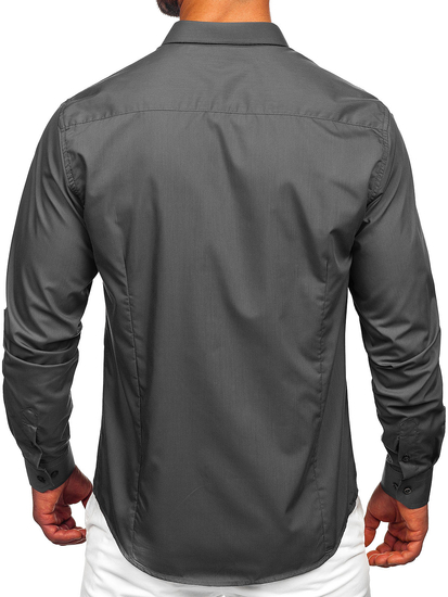 Svijetlografitna elegantna muška košulja s dugim rukavima Bolf 1703