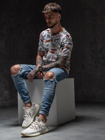 Bijela majica muška s printom Bolf 14908