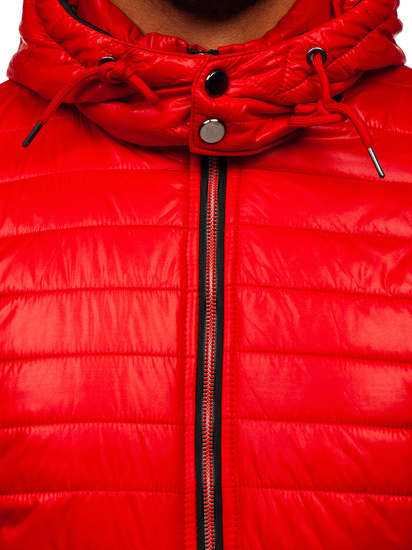 Crvena prijelazna muška jakna prošivena Bolf 6191