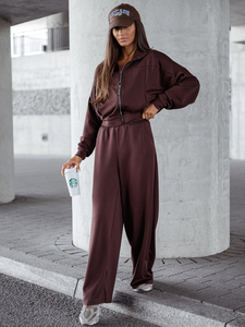 Ženski dvodijelni trenirke komplet na patent čokoladni Bolf 821109