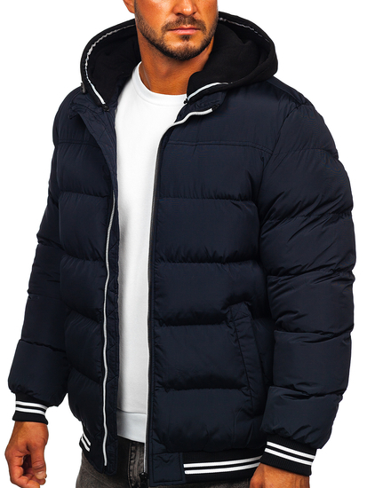 Tamnoplava prošivena muška zimska jakna Bolf 6883