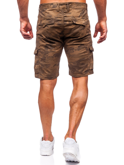 Smeđe muške kratke cargo hlače s uzorkom kamuflaže Bolf ZK8806
