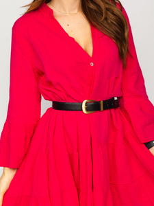 Roza muslinska haljina za žene s volanima Bolf A2160