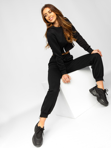 Ženska dvodijelna sportska kombinacija velikih dimenzija Bolf Crna 8C78A1