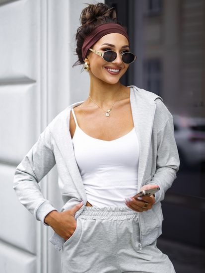 Ženski dvodijelni trenirke komplet s kapuljačom melange Bolf 821110