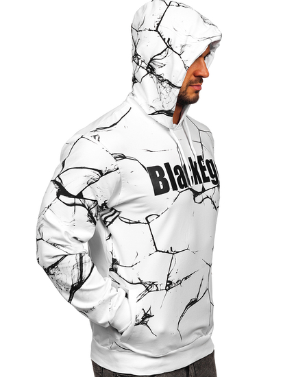 Bijela s printom dukserica muška s kapuljačom Bolf 6453