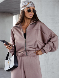 Ženski dvodijelni trenirke komplet na patent cappuccino Bolf 821109