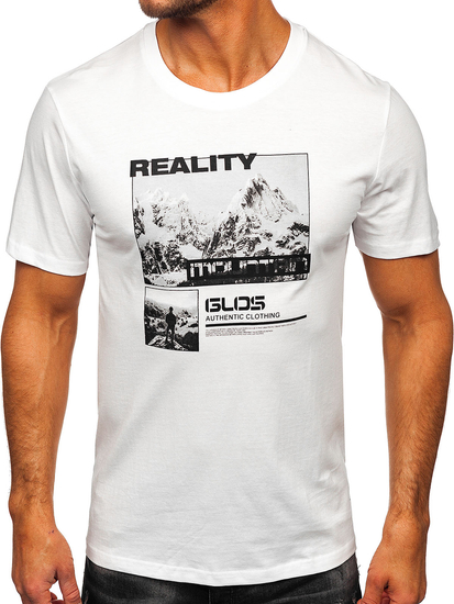 Muška pamučna majica s printom Bijela Bolf MPO3461