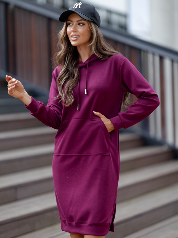 Ženska sportska haljina s kapuljačom bordo Bolf 523
