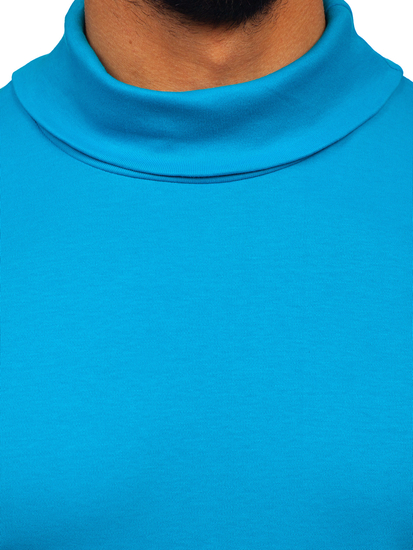 Muški osnovni pamučni pulover s polo ovratnikom Plava Bolf 535