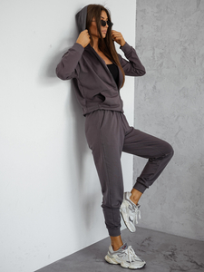 Ženski dvodijelni trenirke komplet s kapuljačom grafitni Bolf 821110