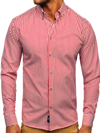 Crvena prugasta košulja muška dugih rukava Bolf 20726
