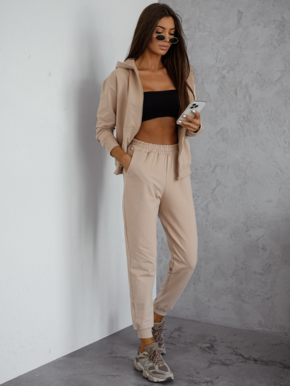 Ženski dvodijelni trenirke komplet s kapuljačom bež Bolf 821110