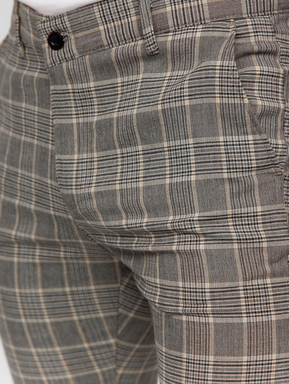 Elegantne muške hlače na kockice Bež Bolf 184171