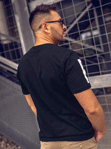 Crna muška majica s printom Bolf 1180