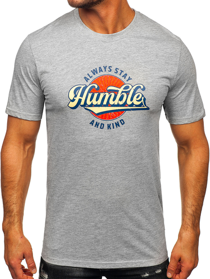 Muška pamučna majica s printom Sivo Bolf MPO3531