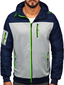 Tamnoplava prošivena muška prijelazna jakna Bolf 8M902