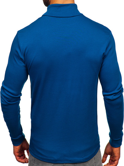 Muški osnovni pamučni pulover s polo ovratnikom Mornarsko plava Bolf 535
