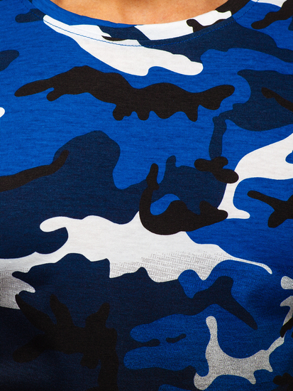 Plava muška majica s printom camo Bolf S808