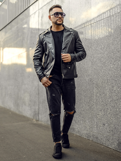 Crna motoristička jakna kožna muška Bolf 11Z8014