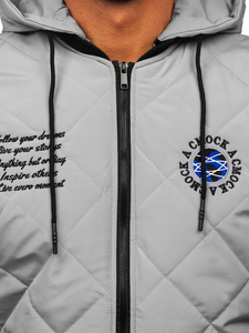 Siva muška prošivena prijelazna bomber jakna Bolf 84M3006