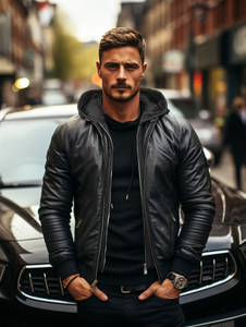 Crna kožna bomber jakna Bolf 11Z8004-A