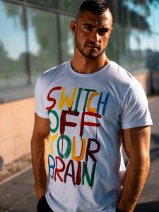 Muška majica s printom bijela Bolf 1181