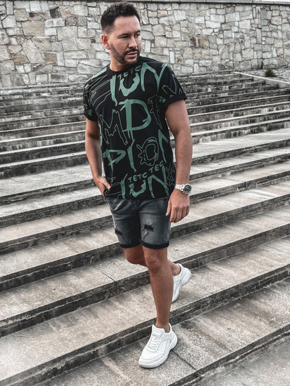 Crna pamučna muška majica s printom Bolf KS1972