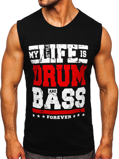 Crna majica tank top s printom Bolf 14810