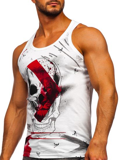 Bijela muška majica tank top s printom Bolf 14847