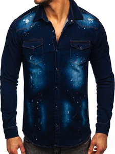 Tamnoplava košulja muška od trapera dugih rukava Bolf R703