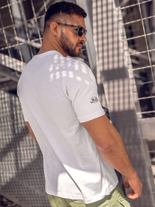 Bijeli pamučni muški T-shirt s printom Bolf 14741A