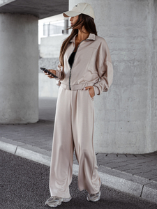 Ženski dvodijelni trenirke komplet na patent bež Bolf 821109