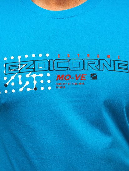 Tirkizni muški pamučni t-shirt s printom Bolf 14732